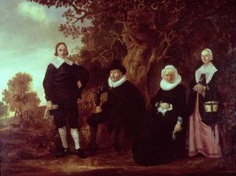 Familiengruppe in einer Landschaft